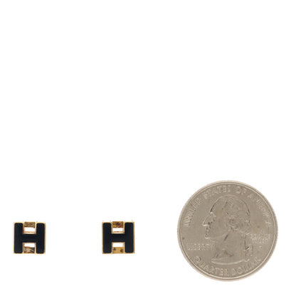 Hermes Gold Lacquered Cage d'H Earrings Black 2 of 4