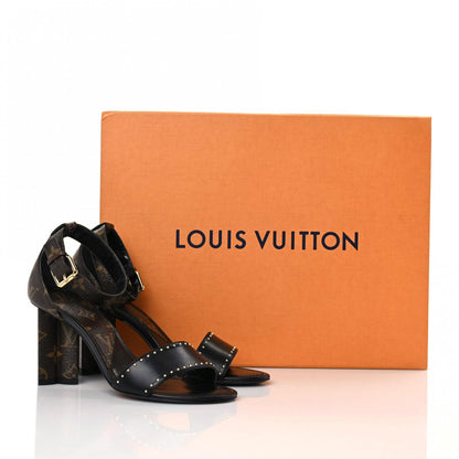 Louis Vuitton Calfskin Studded Monogram Silhouette Sandals 38.5 Black 10 of 10