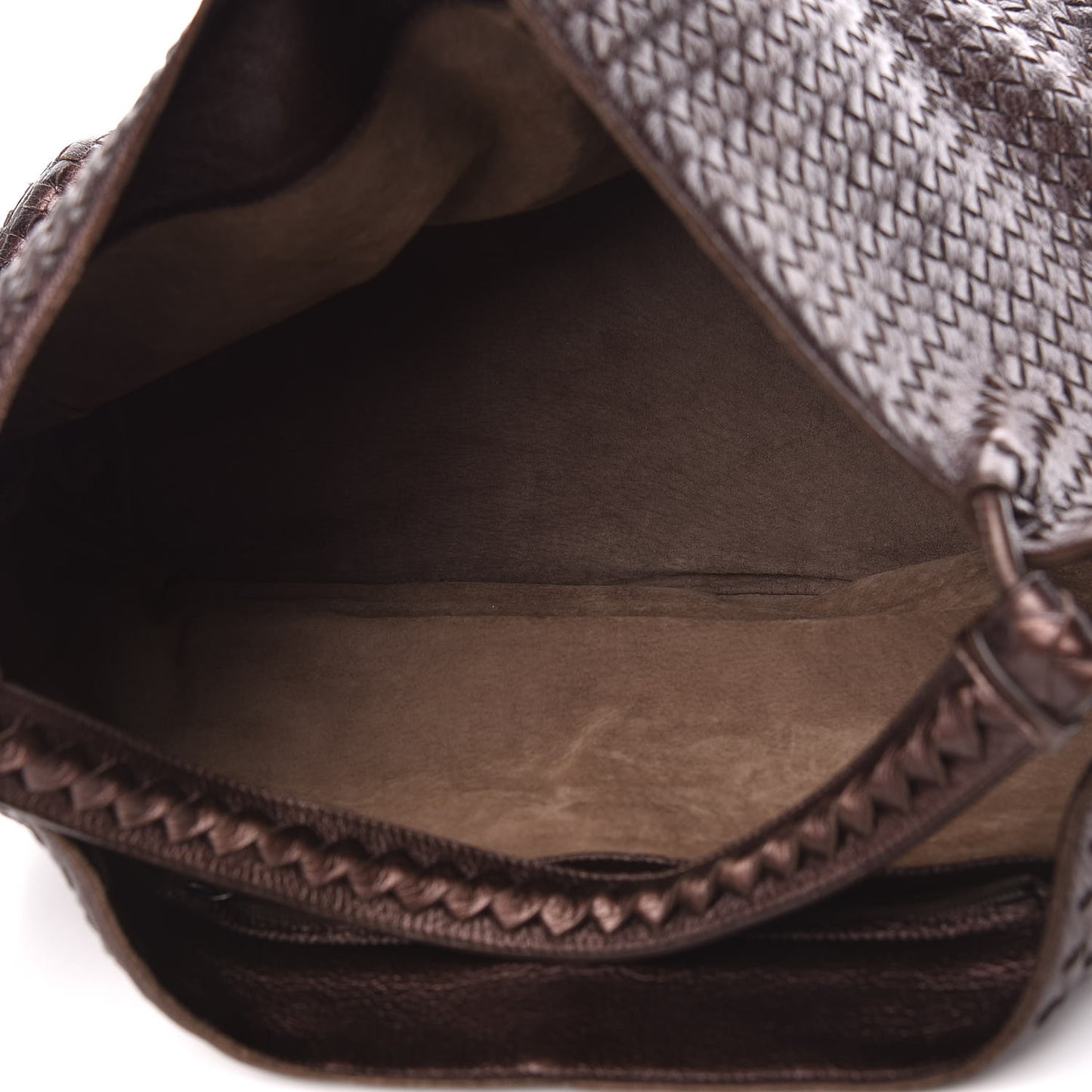 Cervo Intrecciato Shoulder Bag Brown