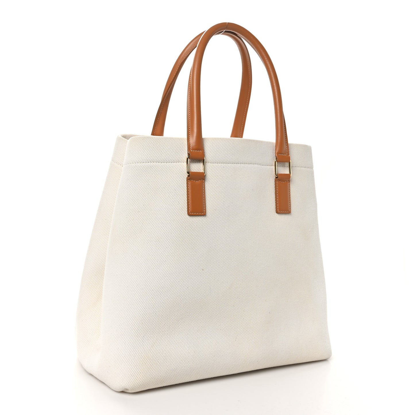Canvas Calfskin Logo Print Small Horizontal Cabas Natural Tan