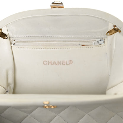 Chanel Lambskin Quilted CC Kiss Lock Evening Clutch White 5 of 9