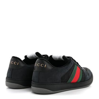 Gucci Calfskin Nylon GG Monogram Calfskin Web Mens Screener Sneakers 8.5 Black 5 of 10