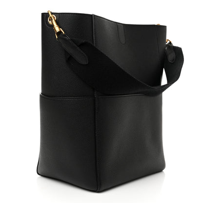 Celine Soft Grained Calfskin Sangle Bucket Bag Black 3 of 9