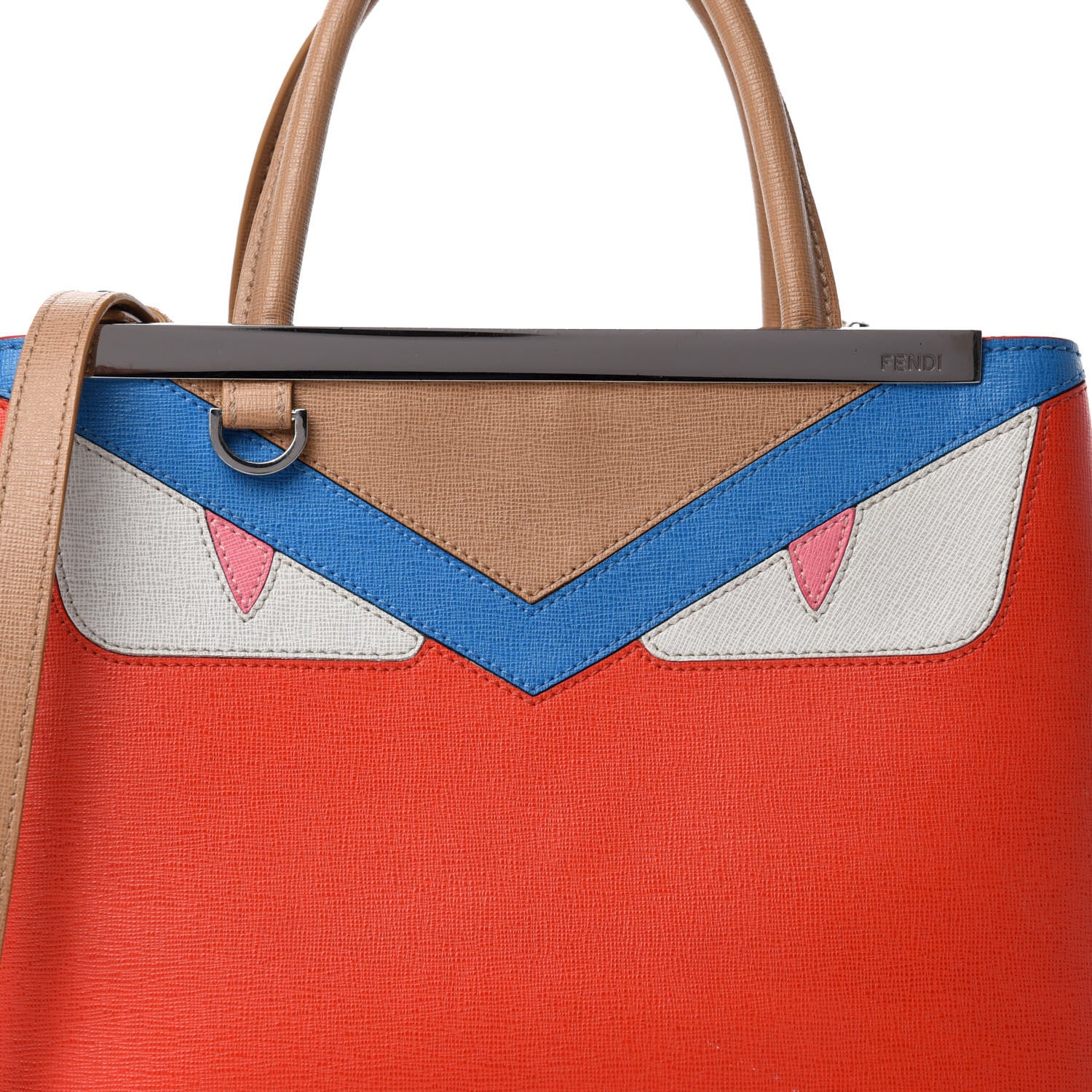 Fendi Vitello Elite Monster Petite 2Jours Tote Papavero Royal Blue Multicolor 14 of 14