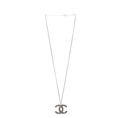 Chanel Baguette Crystal CC Pendant Necklace Silver 3 of 4