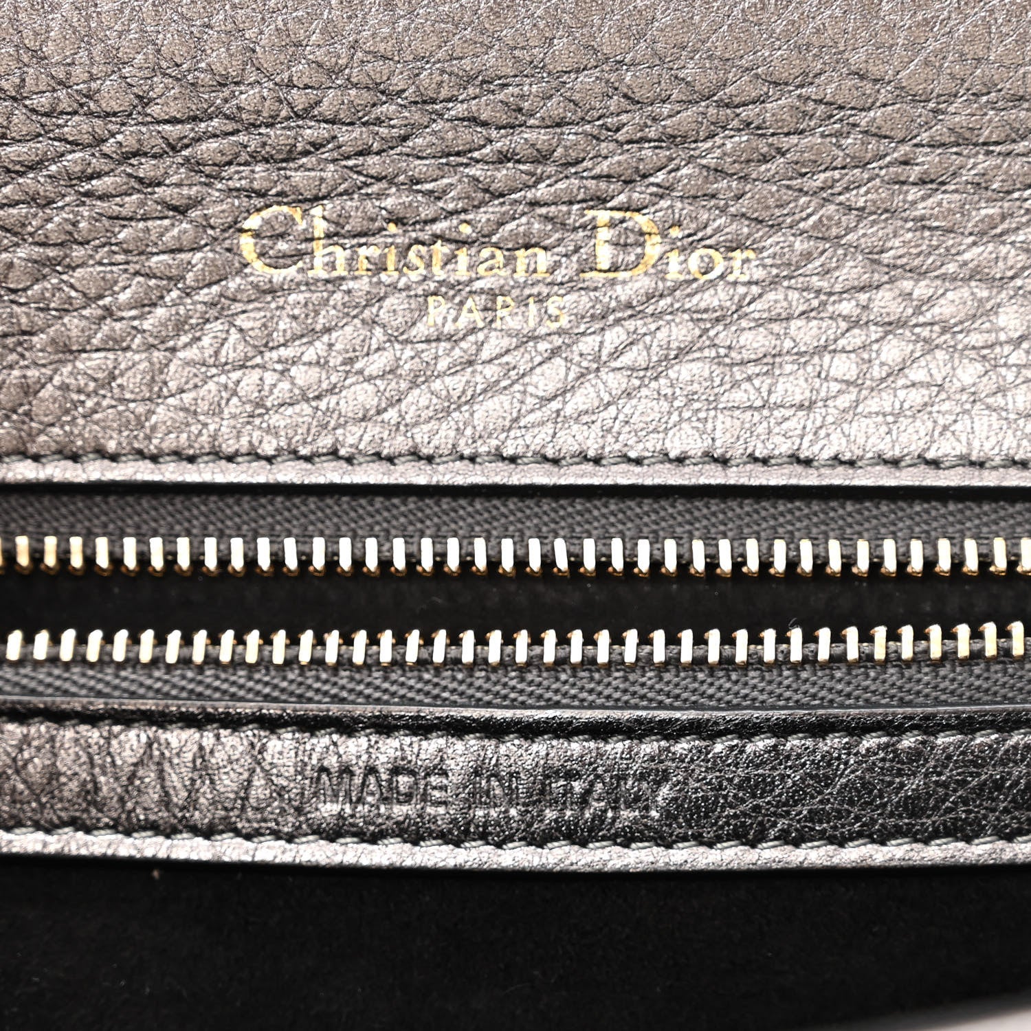 Christian Dior Metallic Grained Calfskin Small Diorama Flap Bag Gunmetal Grey 6 of 12