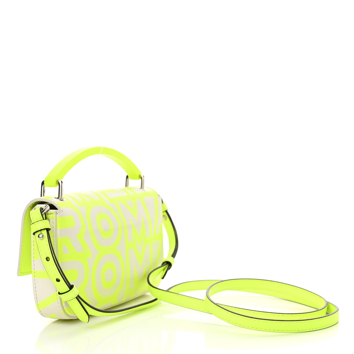 X MARC JACOBS Nappa Vitello King Logo Print Phone Baguette Yellow Fluo