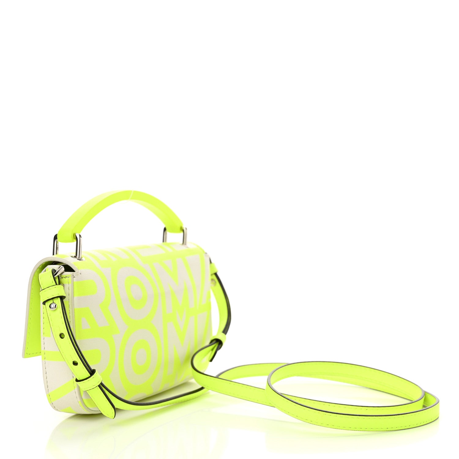 Fendi X MARC JACOBS Nappa Vitello King Logo Print Phone Baguette Yellow Fluo 3 of 14
