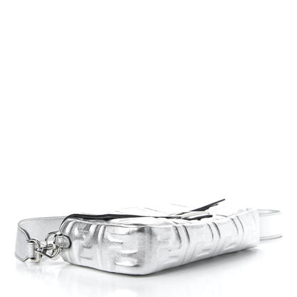 Fendi Vitello Catalan Mirror FF 1974 Embossed Baguette Argento 4 of 10