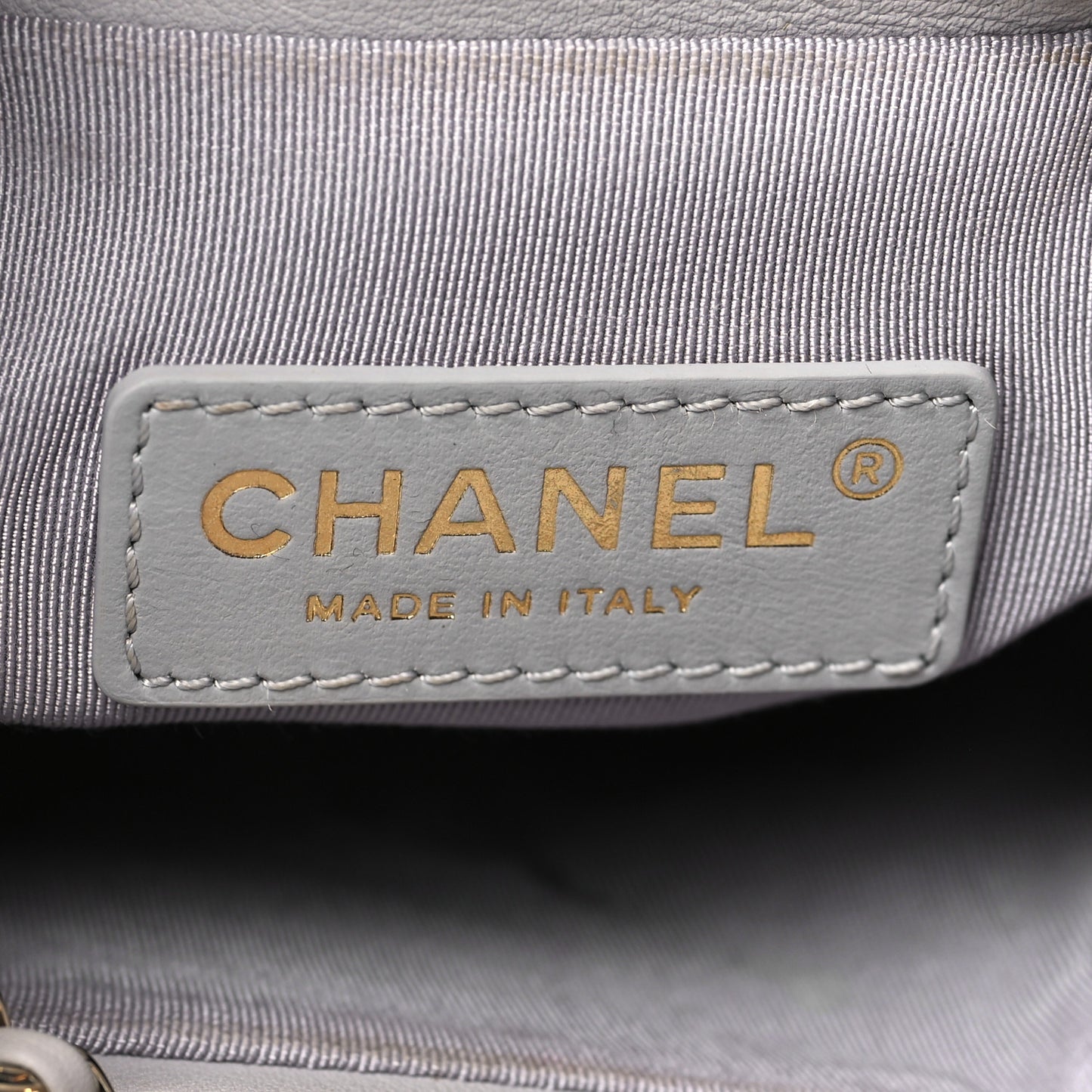 Calfskin Stitched Chain Bucket Bag Light Grey