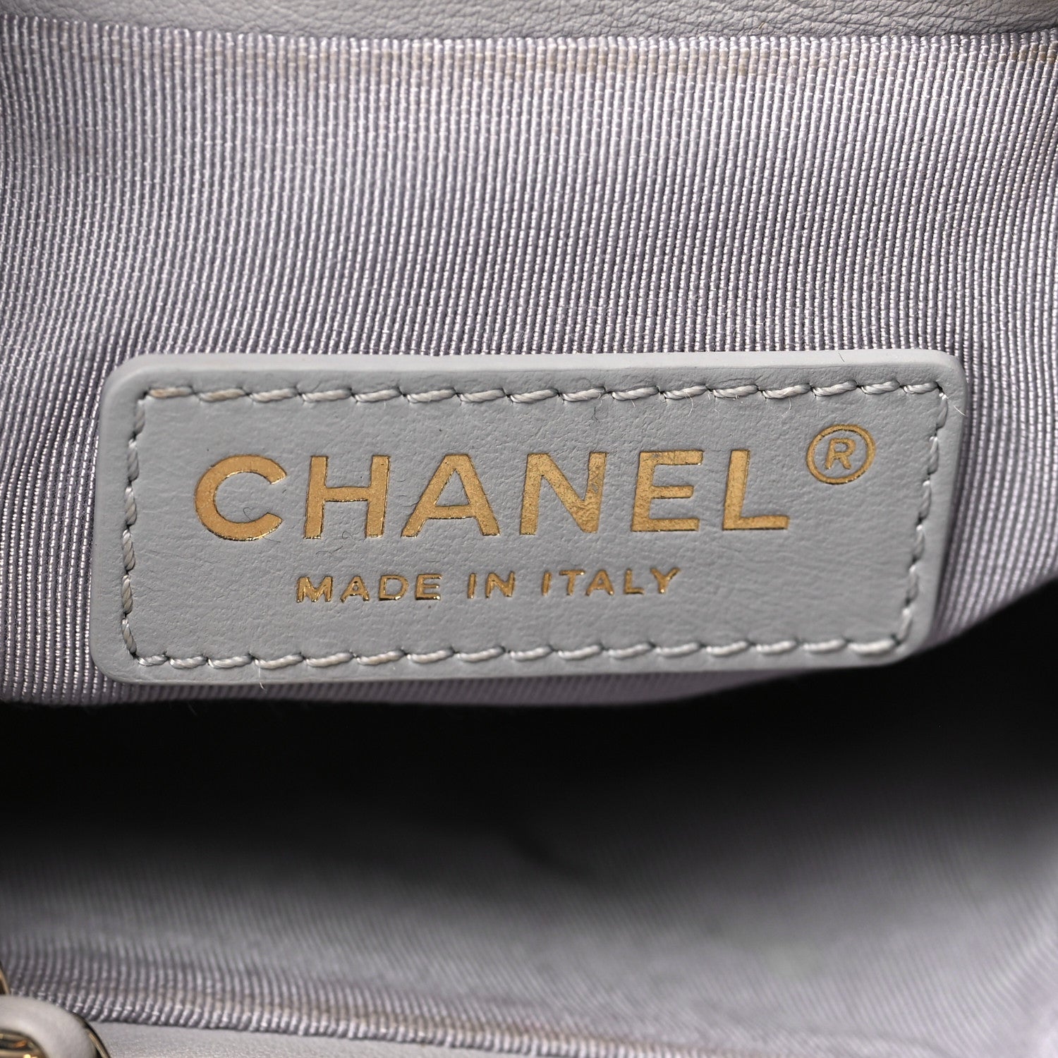 Chanel Calfskin Stitched Chain Bucket Bag Light Grey 6 of 12