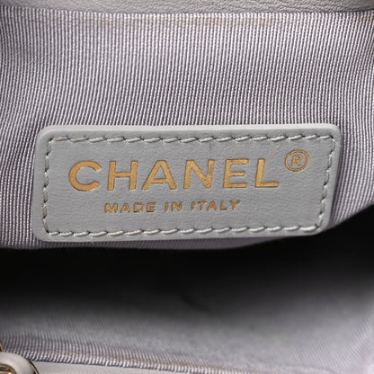 Chanel Calfskin Stitched Chain Bucket Bag Light Grey 6 of 12