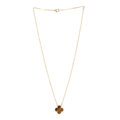 Van Cleef & Arpels 18K Yellow Gold Tiger Eye Vintage Alhambra Pendant Necklace 3 of 7