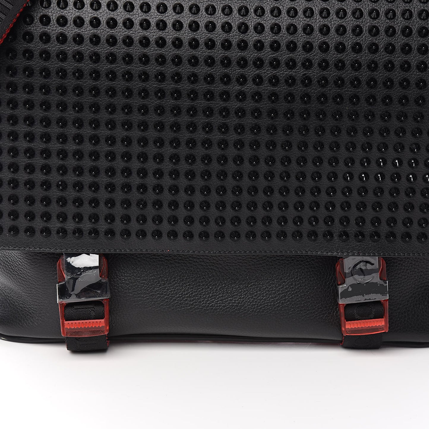 Calfskin Spikes Loubiclic Messenger Black