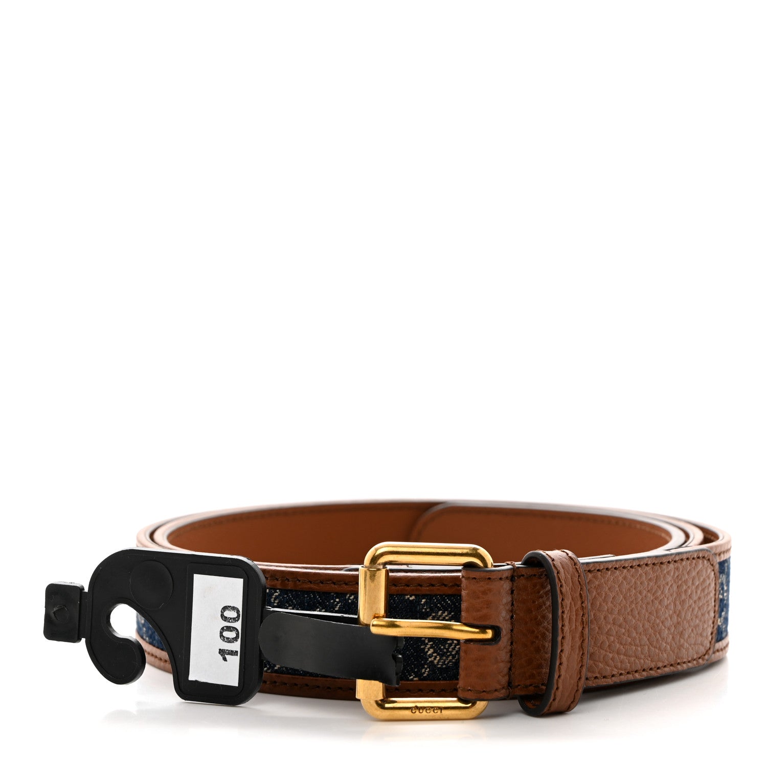 Gucci New Denim GG Monogram Dollar Calfskin Belt 100 40 Blue Tea Cuir Epilog 1 of 5