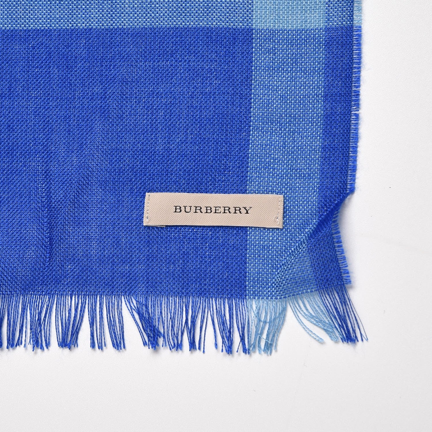 Burberry Silk Cashmere Half Mega Check Scarf Cobalt Blue 4 of 5