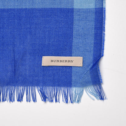 Burberry Silk Cashmere Half Mega Check Scarf Cobalt Blue 4 of 5