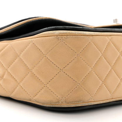 Chanel Lambskin Quilted Jumbo Classic Twist Flap Bag Black Beige 9 of 11