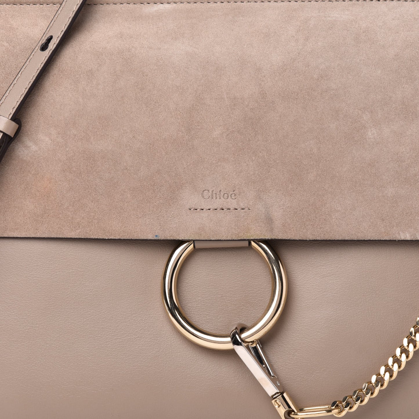 Calfskin Suede Medium Faye Shoulder Bag Motty Grey