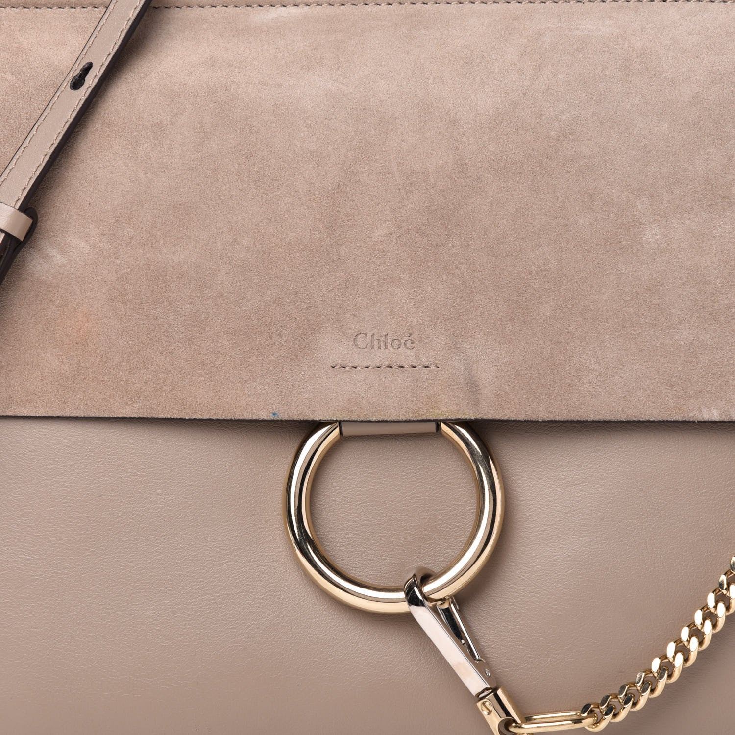 Chloe Calfskin Suede Medium Faye Shoulder Bag Motty Grey 10 of 10