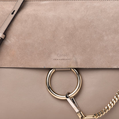 Chloe Calfskin Suede Medium Faye Shoulder Bag Motty Grey 10 of 10