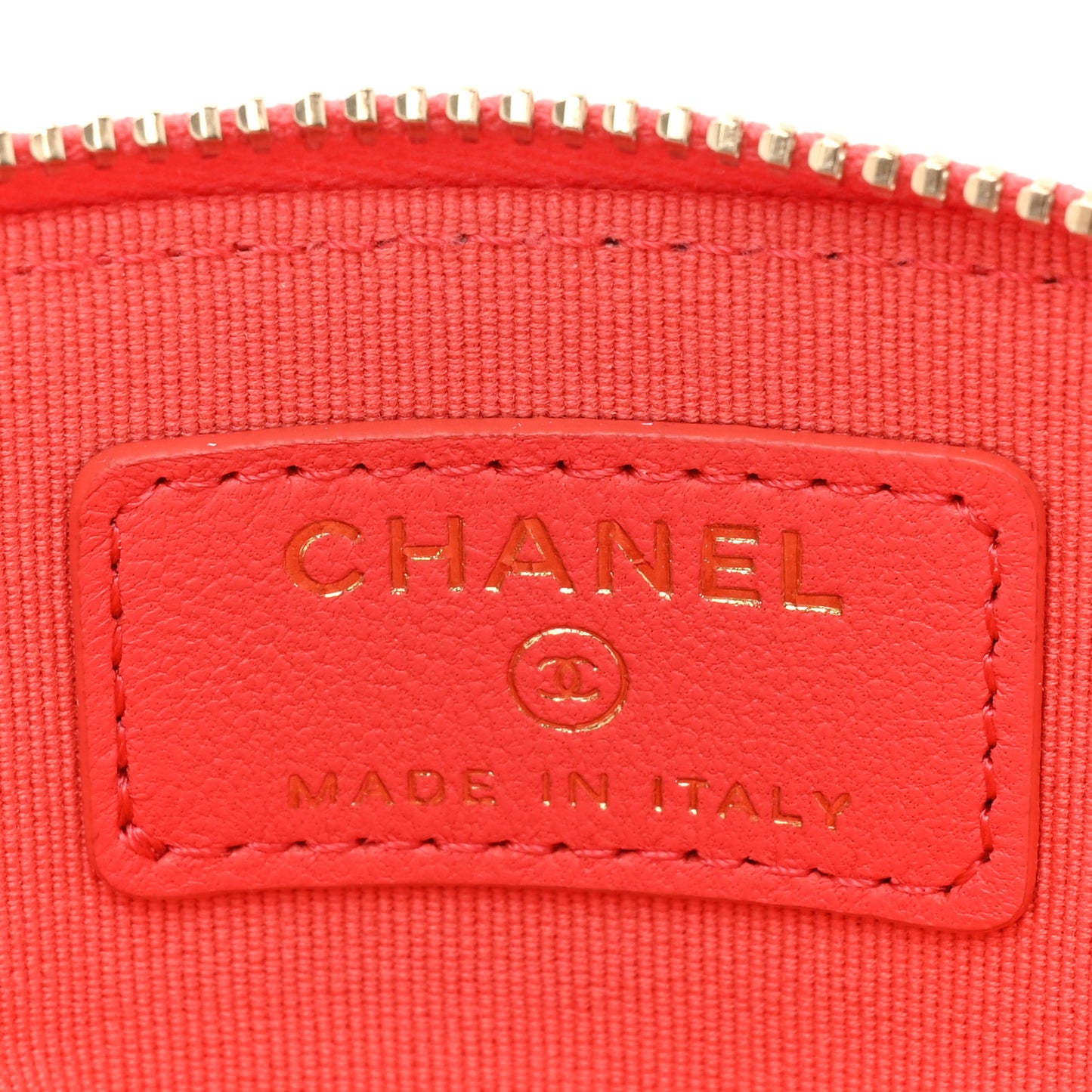 Lambskin Quilted Zip Card Holder Wallet Coral