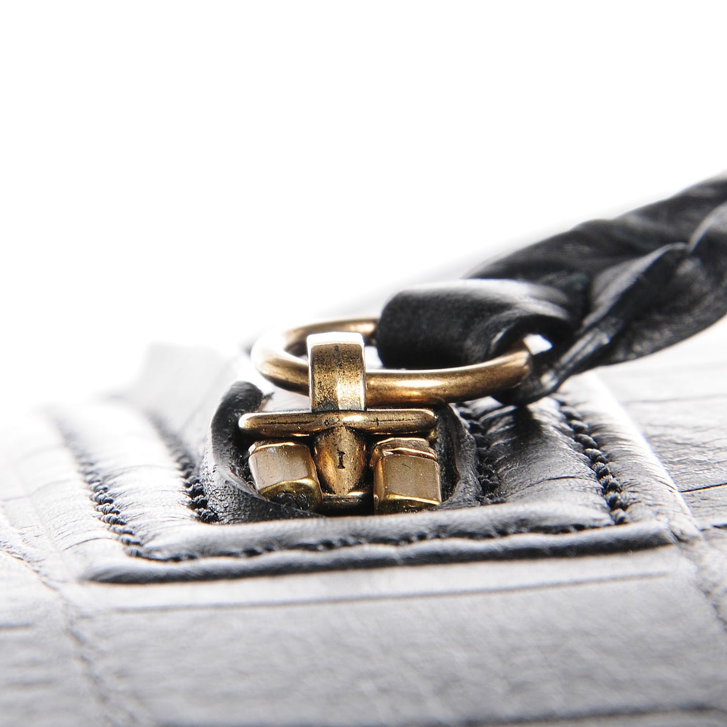 Crocodile Embossed Calfskin Medium Phantom Luggage Black