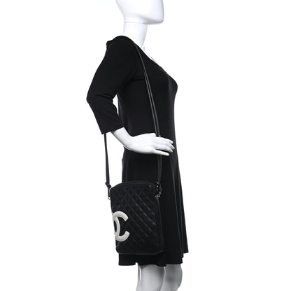 Chanel Calfskin Quilted Medium Cambon Messenger Black White 2 of 10