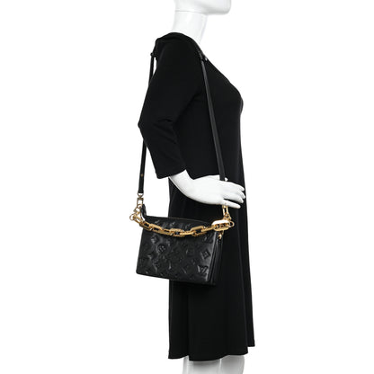 Louis Vuitton Lambskin Embossed Monogram Coussin BB Black 2 of 9