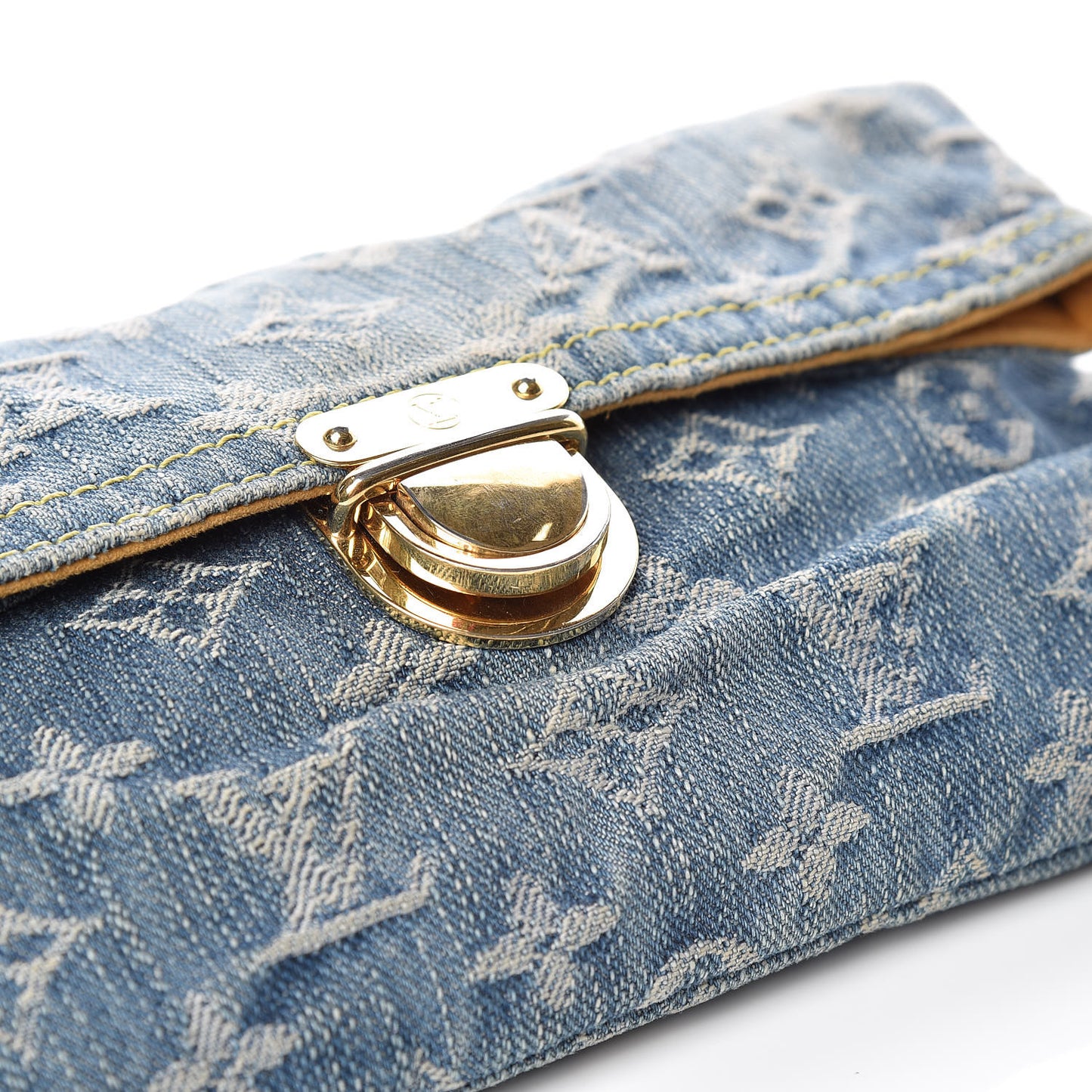 Monogram Denim Pochette Plat Clutch Blue