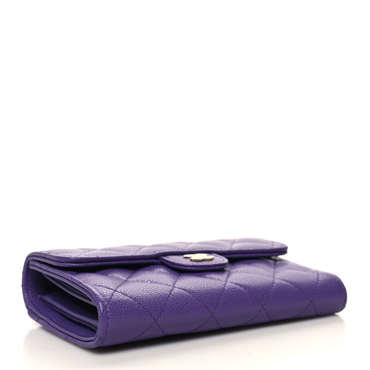 Caviar Quilted Medium Flap Wallet Purple