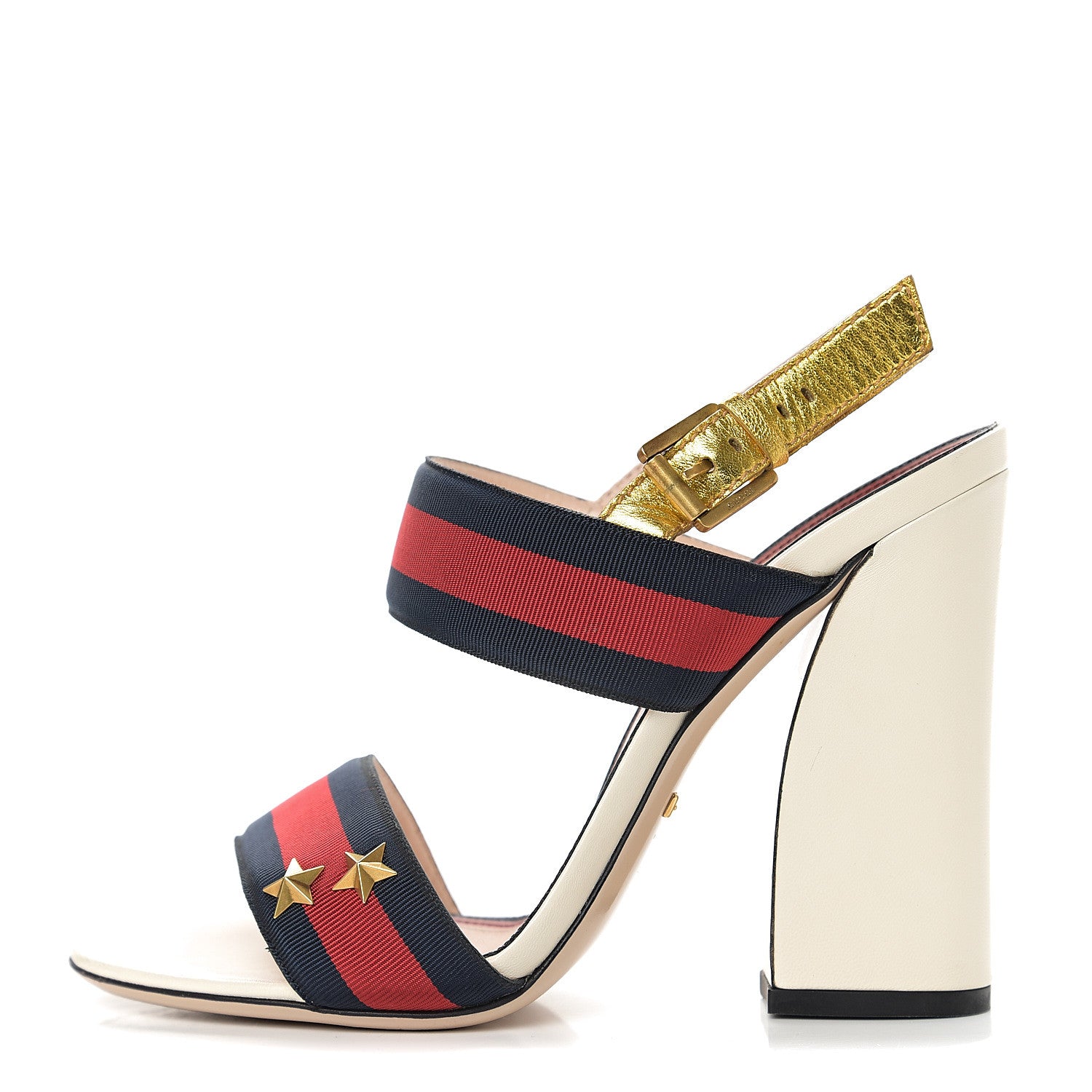 Gucci Grosgrain Web Aline High Heel Sandals 38 Oro 1 of 12
