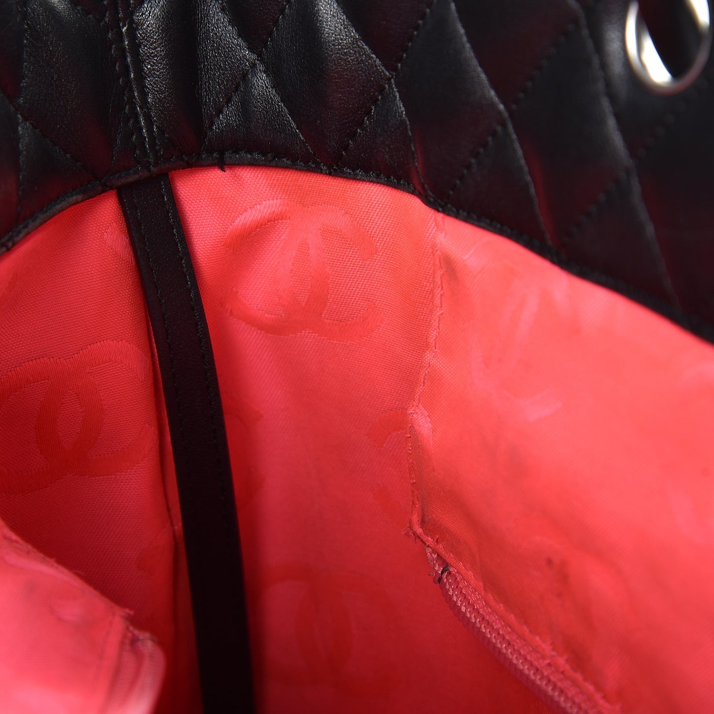 Calfskin Quilted Large Cambon Tote Black