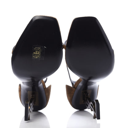 Saint Laurent Suede Calfskin Opyum 110 Sandals 40 Cachemere Gold 6 of 9