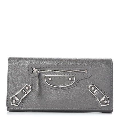 Balenciaga Chevre Silver Metallic Edge Hardware Money Wallet Gris Acier 1 of 8