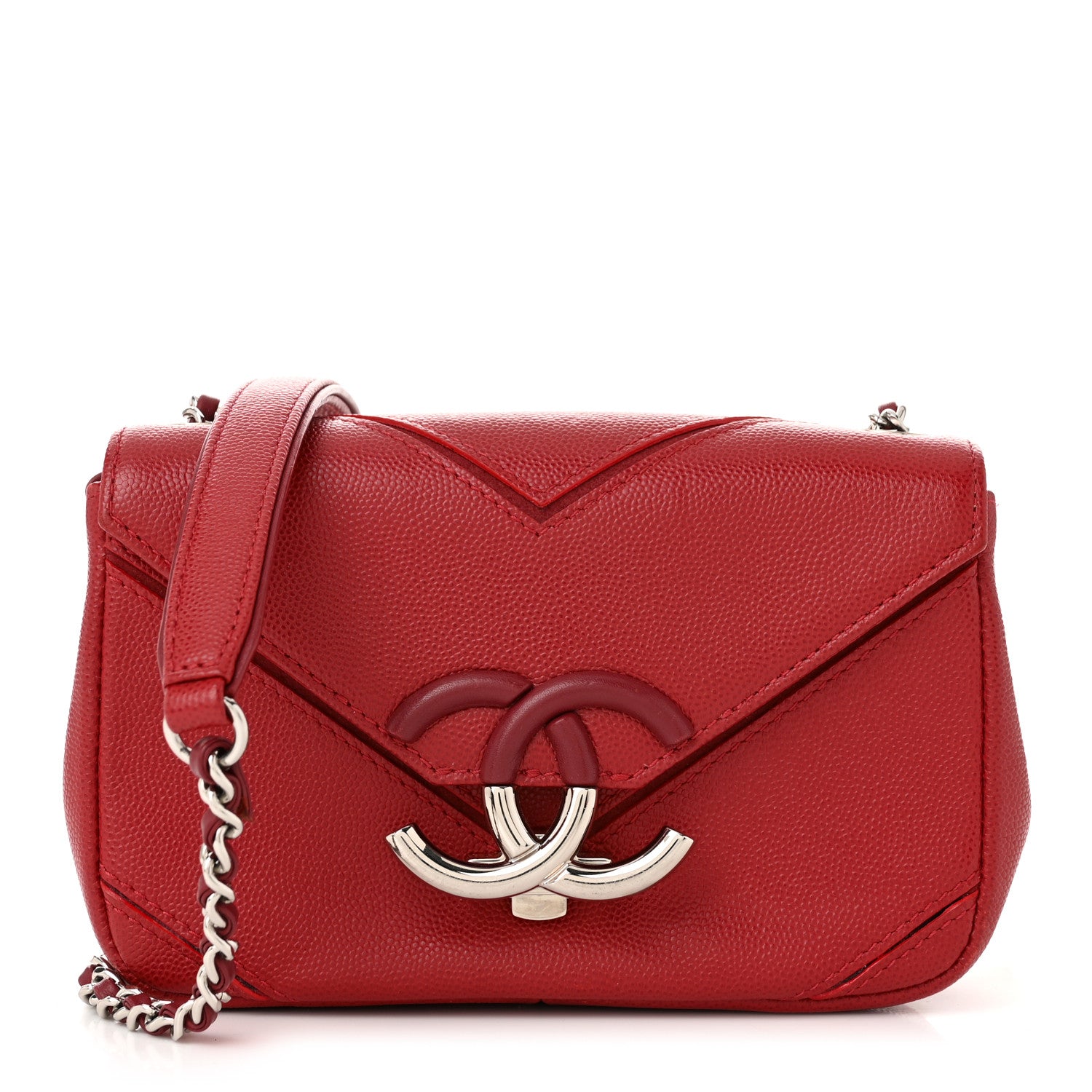 Chanel Caviar Macro Chevron Small Single Flap Red 1 of 11