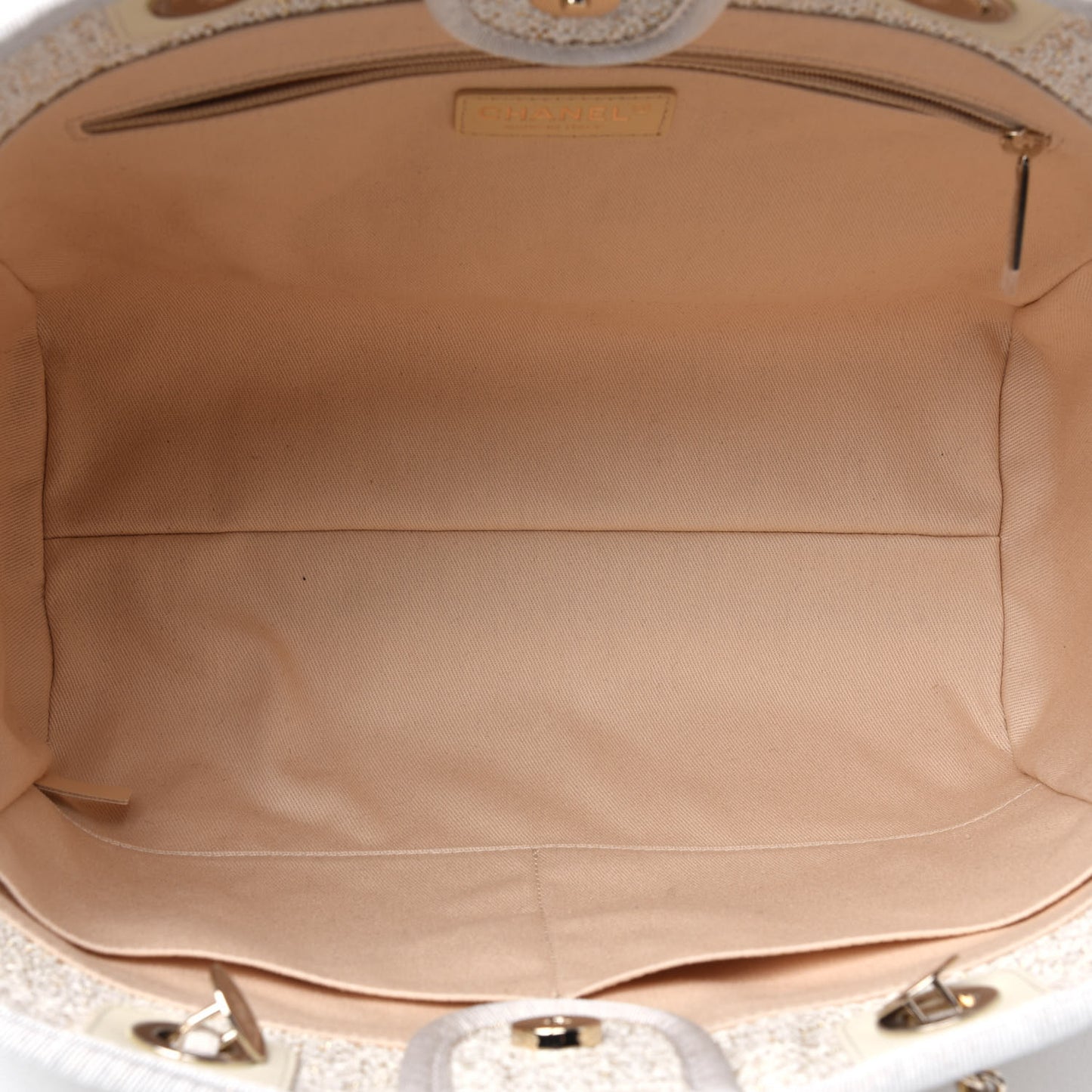 Lurex Boucle Small Deauville Tote Ivory