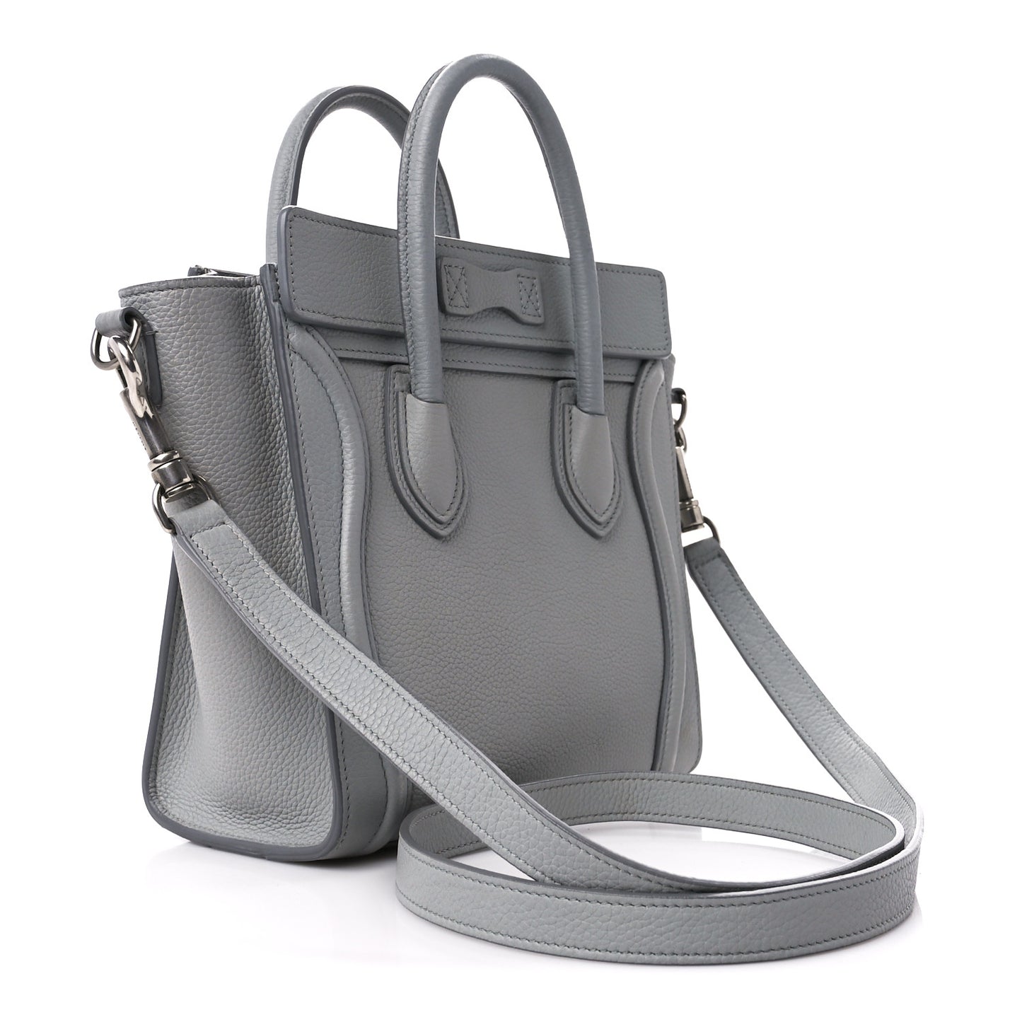 Drummed Calfskin Nano Luggage Pearl Blue
