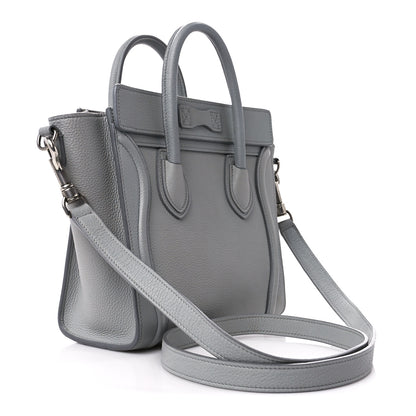 Celine Drummed Calfskin Nano Luggage Pearl Blue 3 of 10