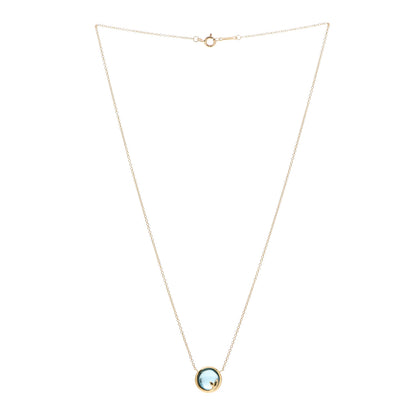 Tiffany 18K Yellow Gold Blue Topaz Olive Leaf Pendant Necklace 3 of 6