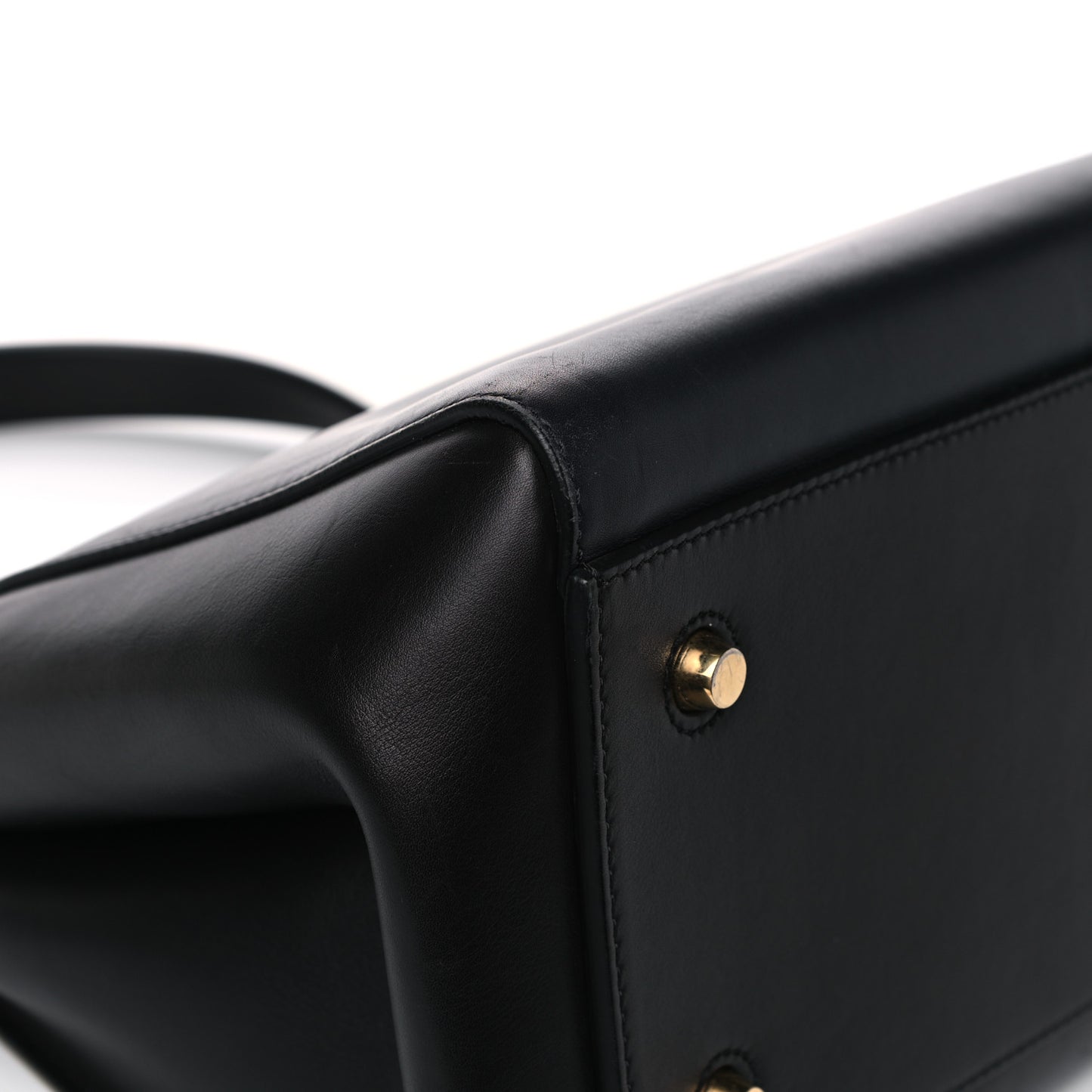 Supple Calfskin Medium Edge Shoulder Bag Navy Blue
