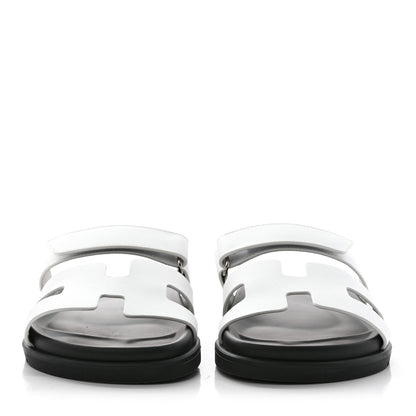 Hermes Calfskin Womens Chypre Sandals 37.5 White 2 of 10