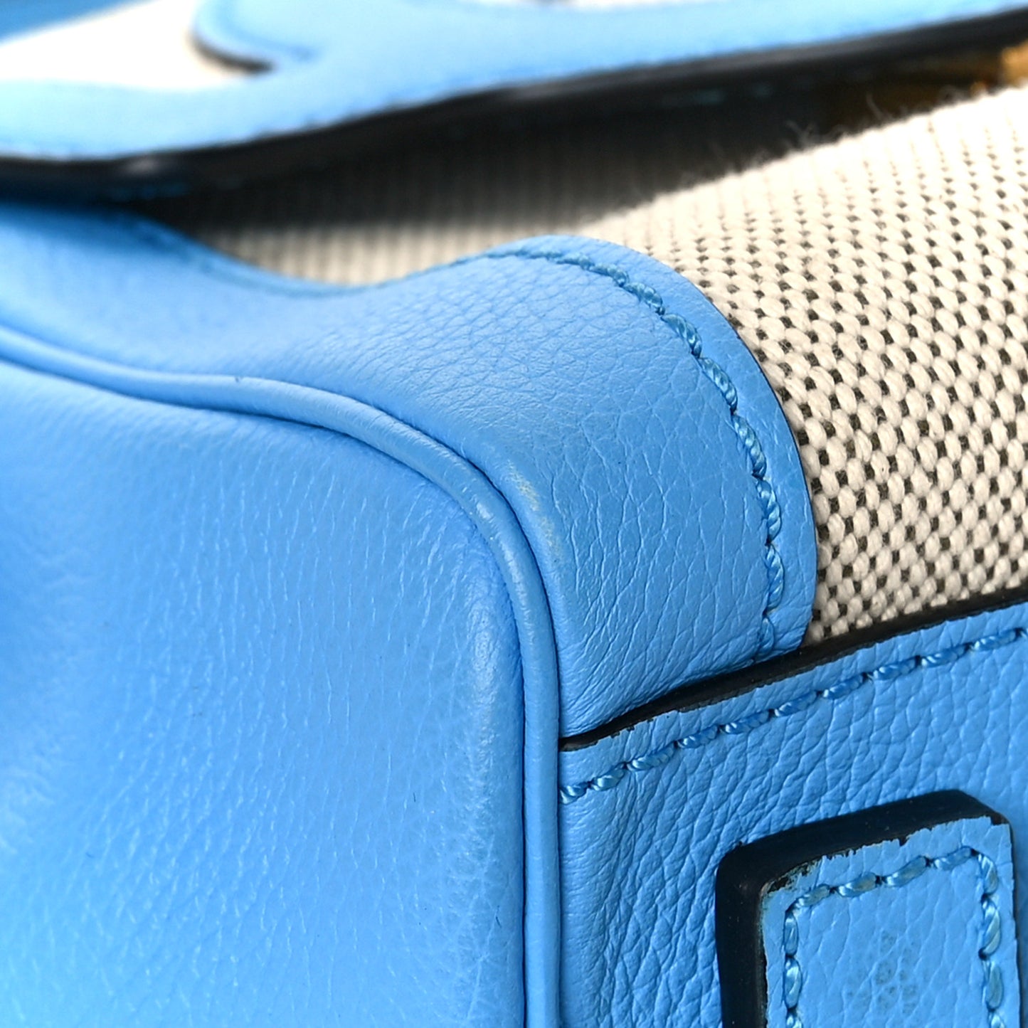 Calfskin Canvas Medusa Small Top Handle Handbag Blue