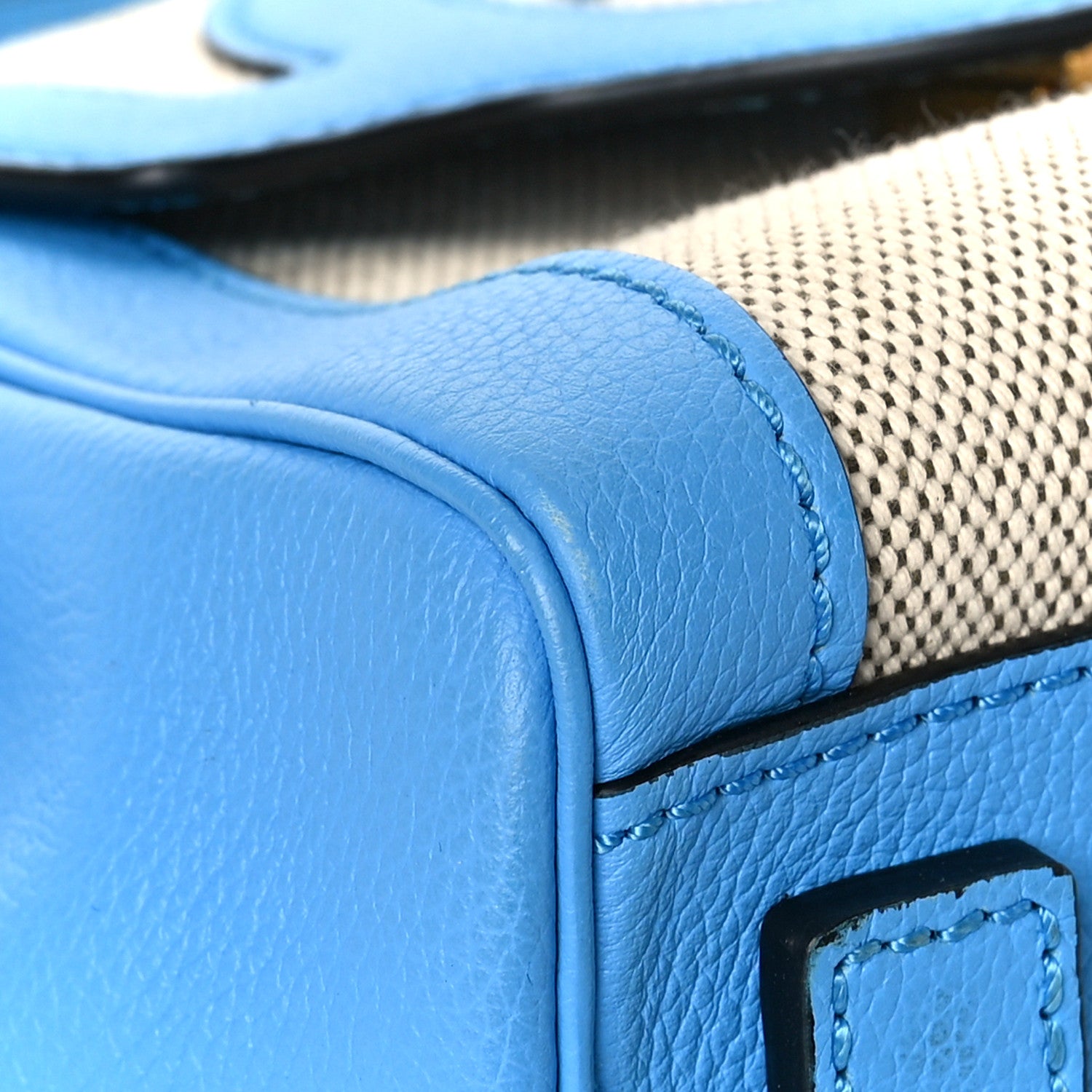 Versace Calfskin Canvas Medusa Small Top Handle Handbag Blue 7 of 8