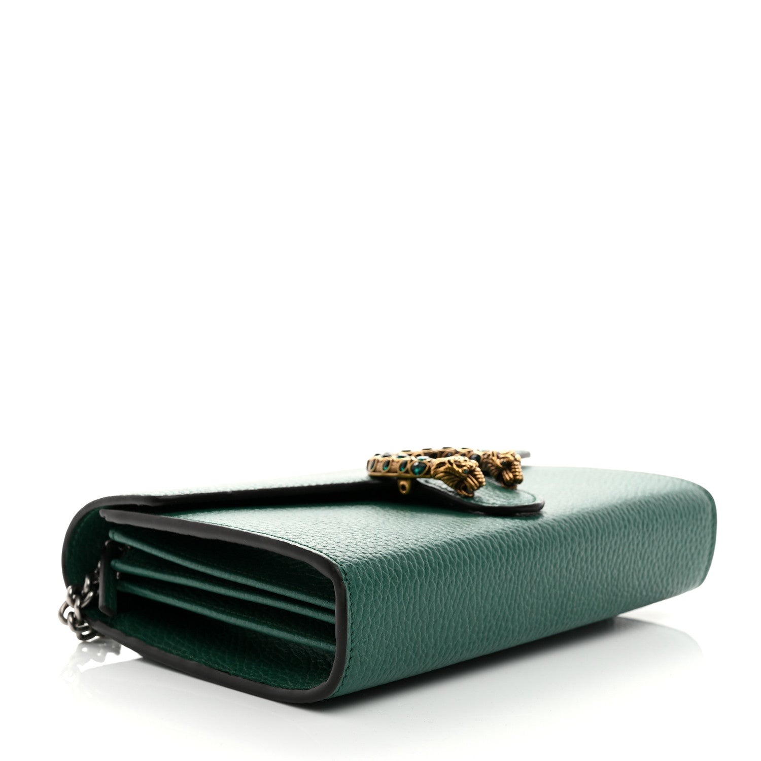 Gucci Calfskin Mini Dionysus Chain Wallet Emerald 4 of 11