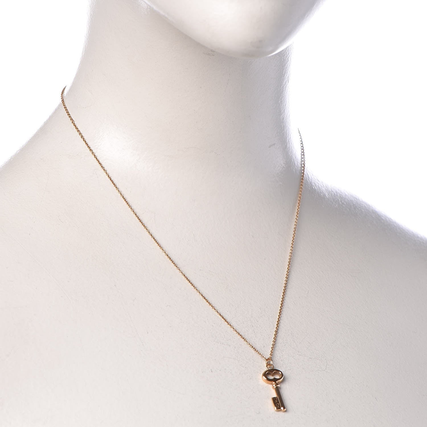 Tiffany 18K Rose Gold Mini Key Pendant Necklace 2 of 8