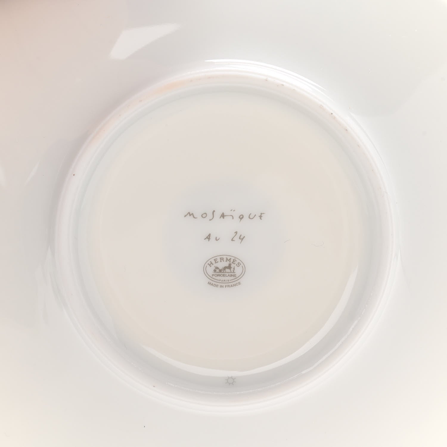 Hermes Porcelain Mosaique Au 24 Platine Tea Cup And Saucer Set Of 2 Platinum 6 of 7