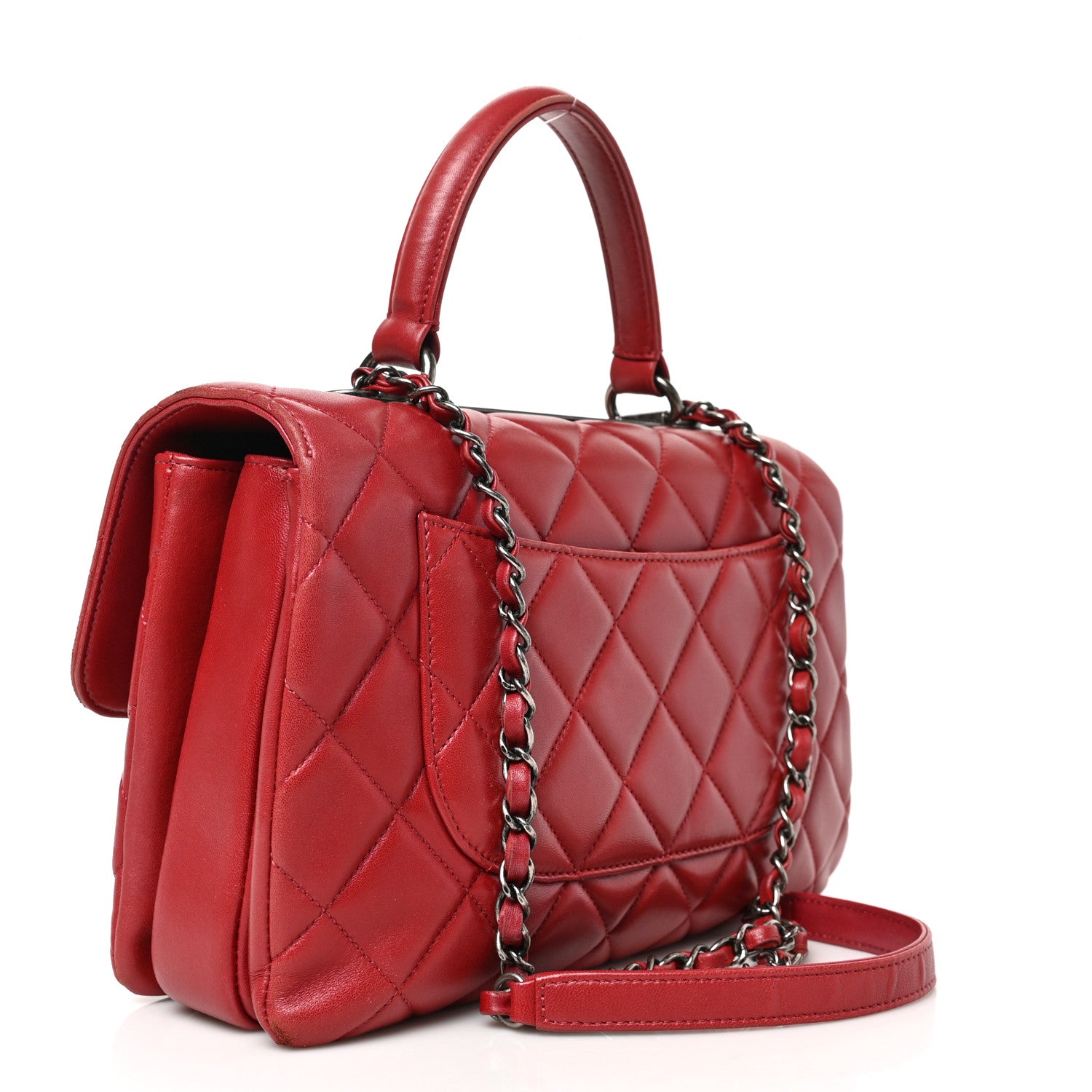Chanel Lambskin Quilted Medium Trendy CC Flap Dual Handle Bag Red 3 of 11