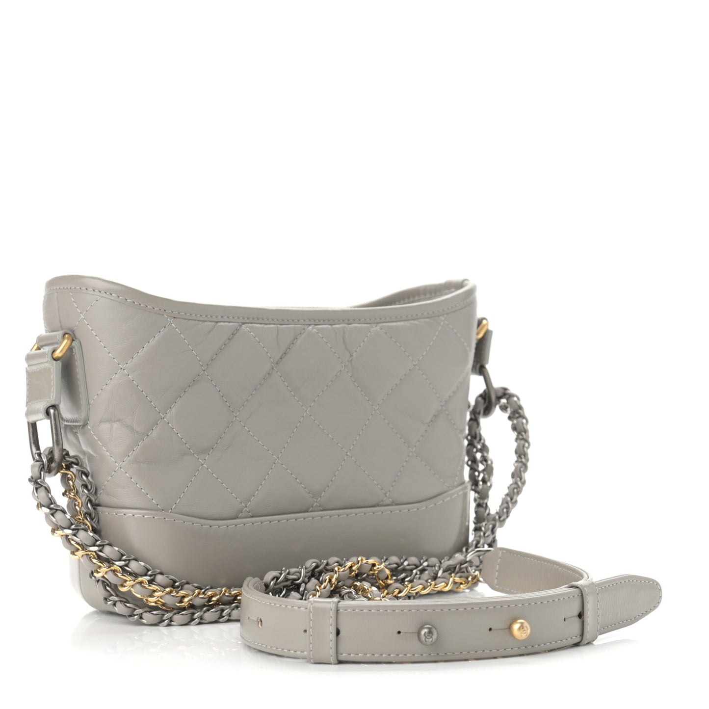 Aged Calfskin Quilted Small Gabrielle Hobo Grey