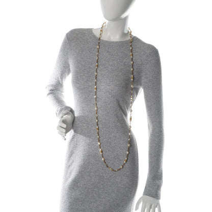 Chanel Crystal Pearl Sautoir Long Necklace Gold White 2 of 6
